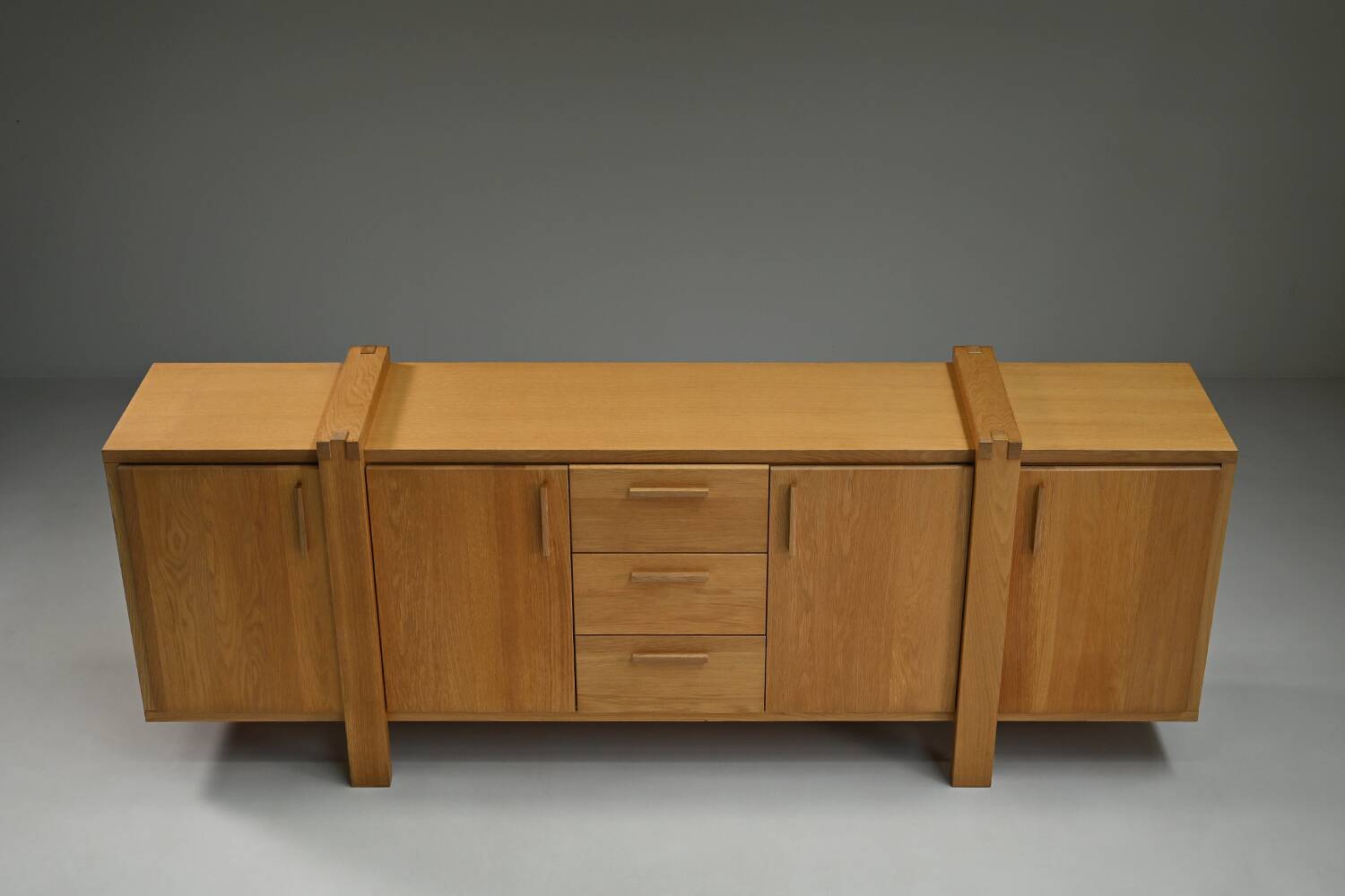 Large brustalist oak sideboard, Belgium.