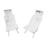 Paire de fauteuils de jardin fer et bois ancien