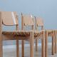 Vintage rustic dining chairs with straw seat 1970s