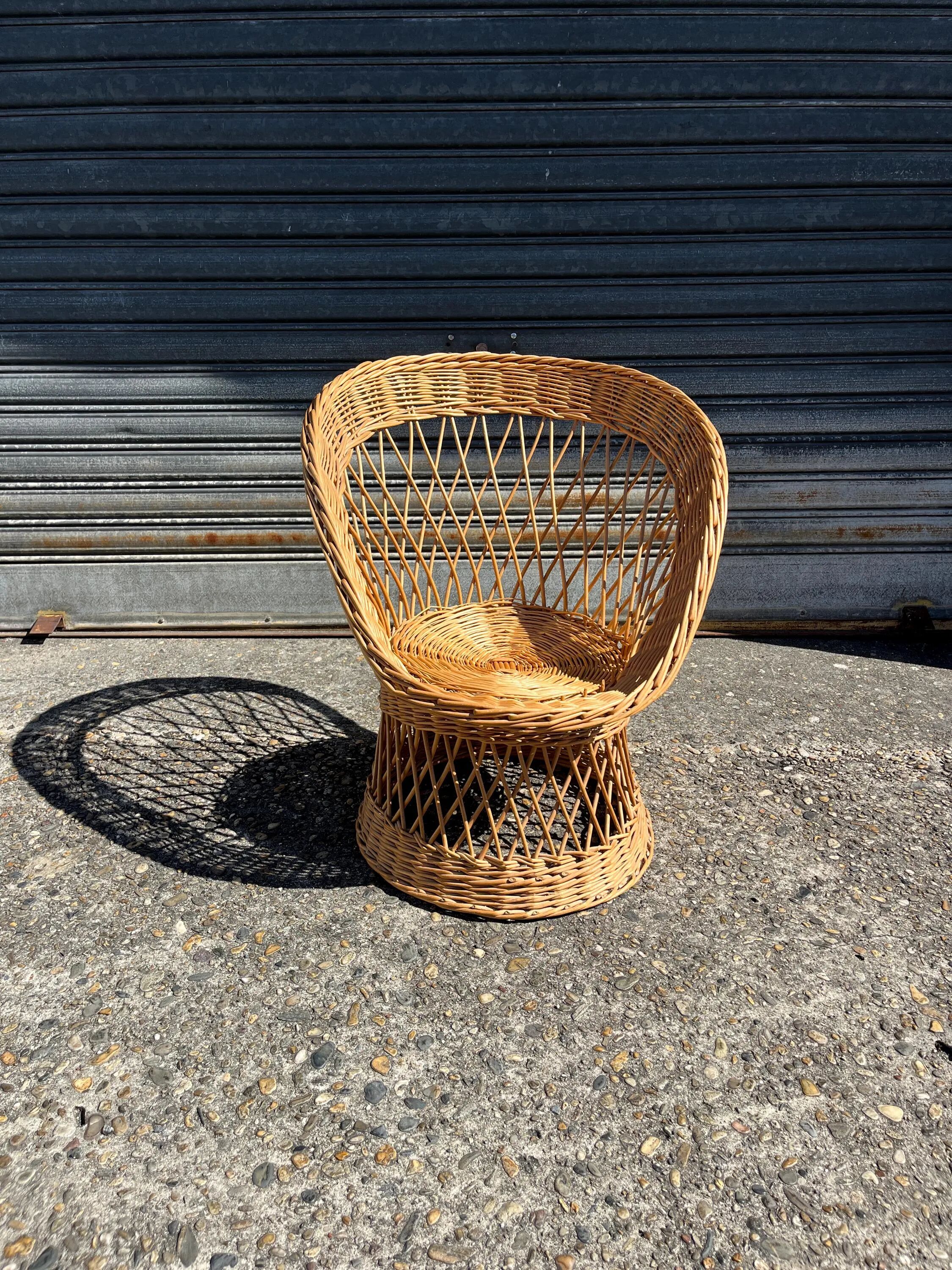 Vintage rattan and wicker armchair