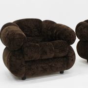Vintage Italian armchairs brown velvet  1970s , set of 2