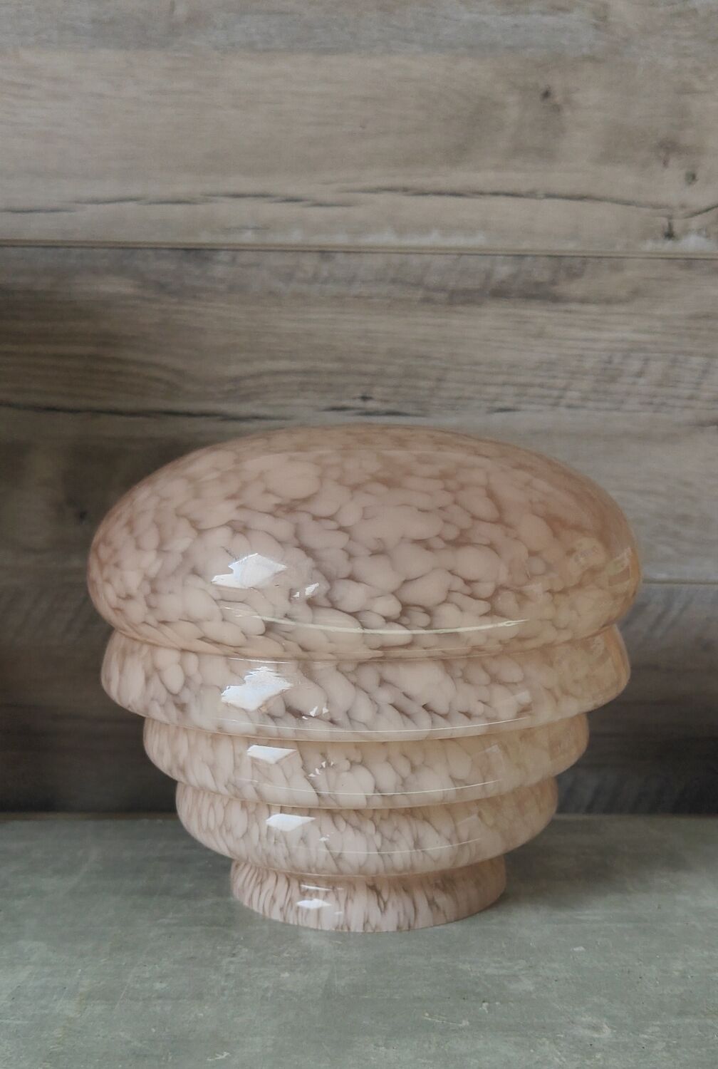 Lamp globe pink speckled glass