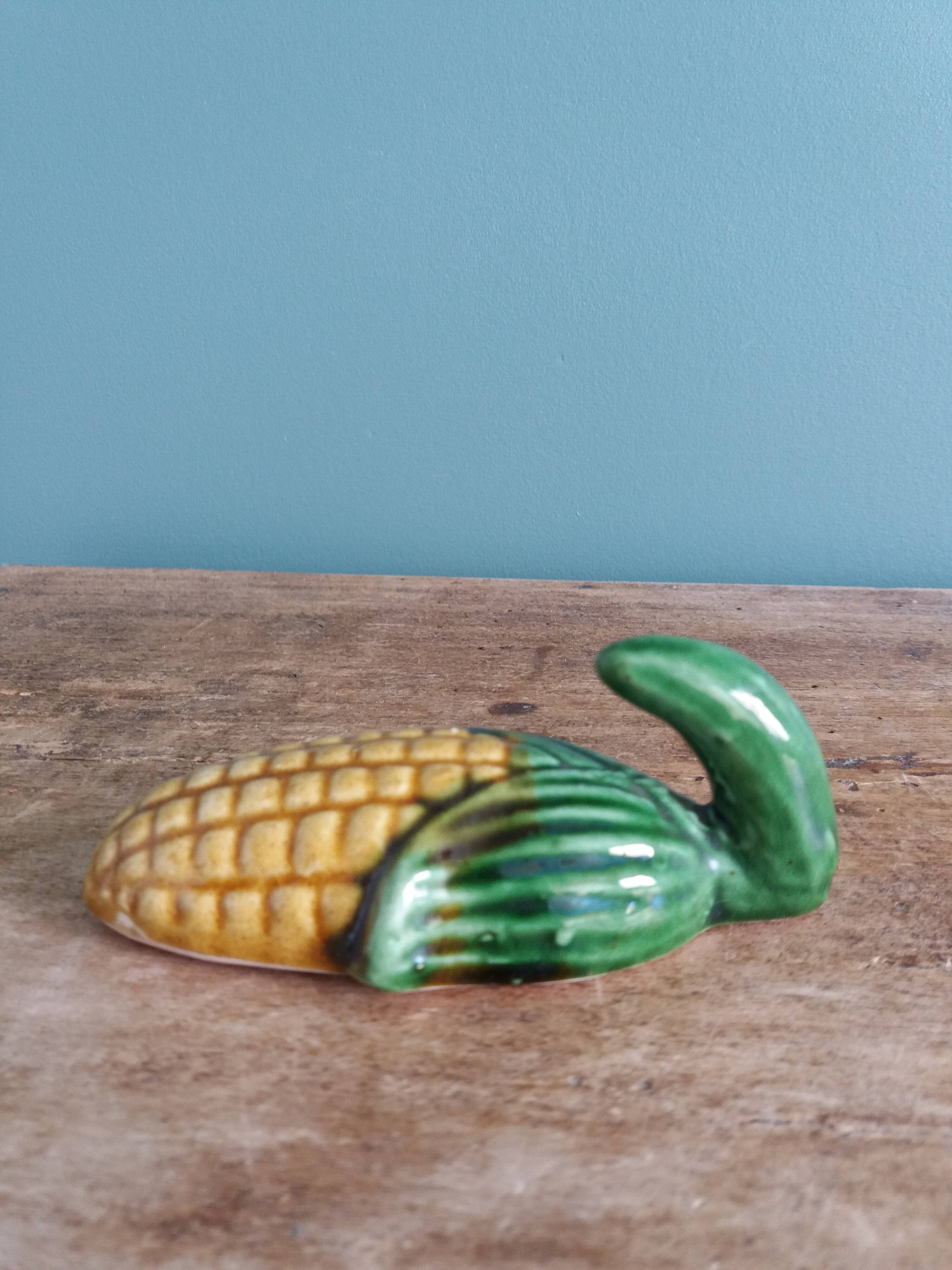 Patère crochet à torchon, maïs en barbotine