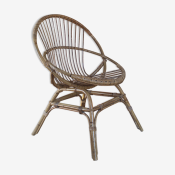 Fauteuil en rotin corbeille