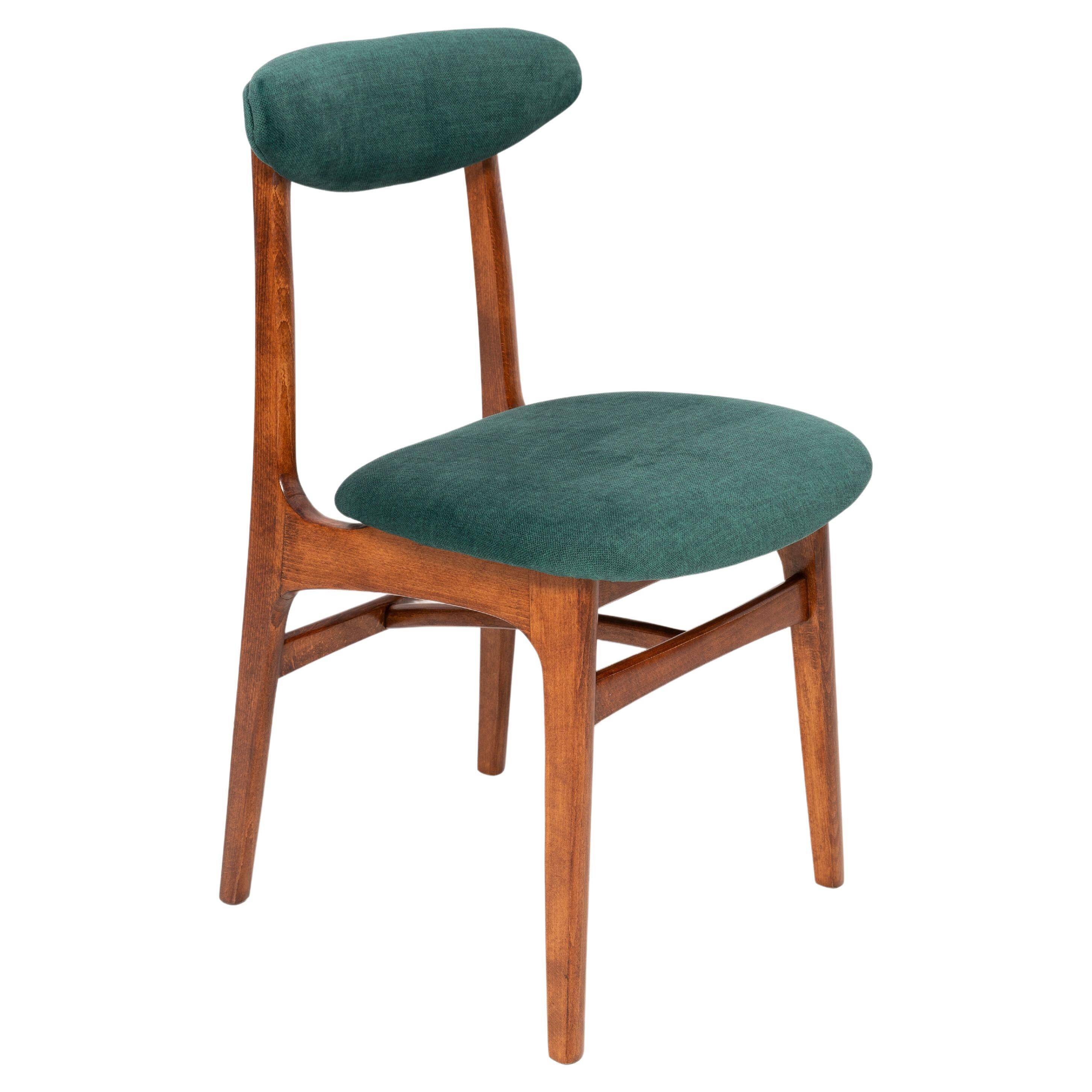 Green velvet Mid-Century chair designed by Rajmund Hałas, Poland, 1960s.