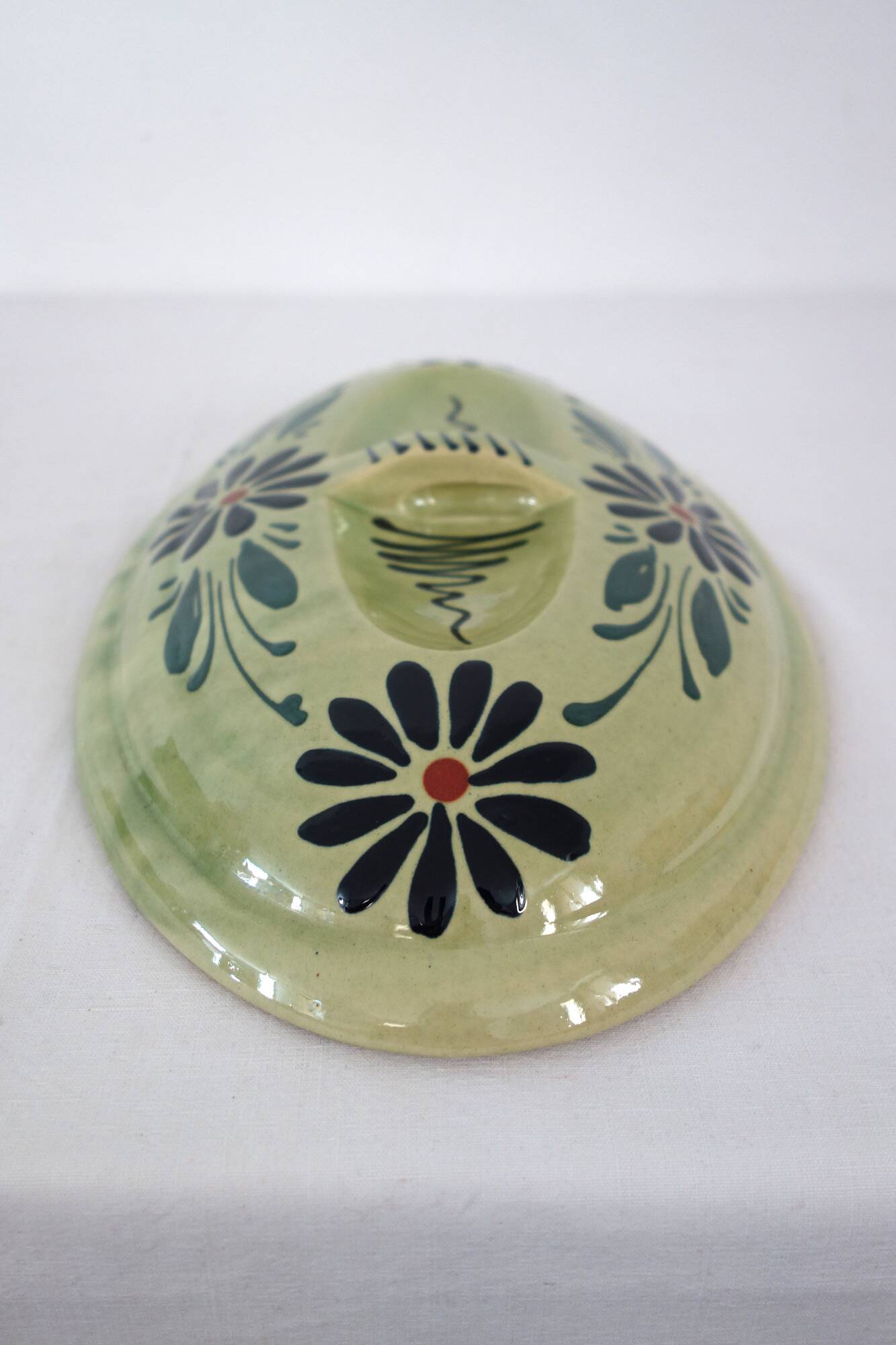 Large enameled ceramic terrine dish, vintage Alsace