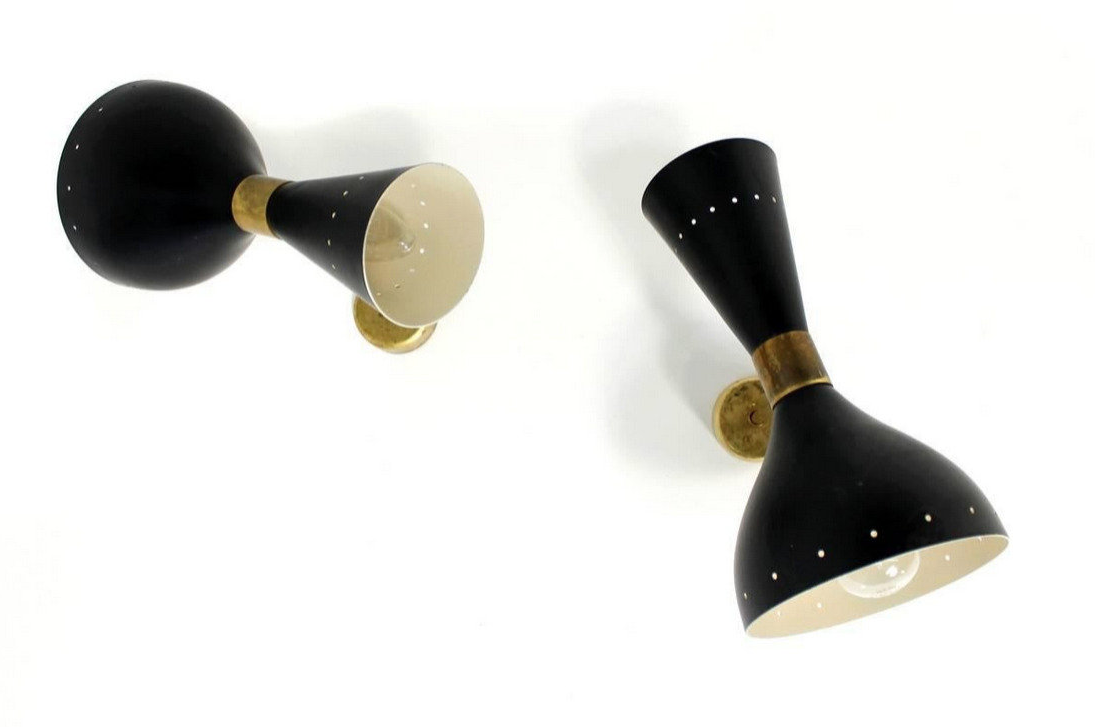 Paire appliques murales italiennes