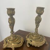 Pair of Louis XV style gilt bronze candlesticks