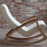 Mid Century Modern Vintage Rocking Chair, Czechoslovakia, 1950s, Reupholstered