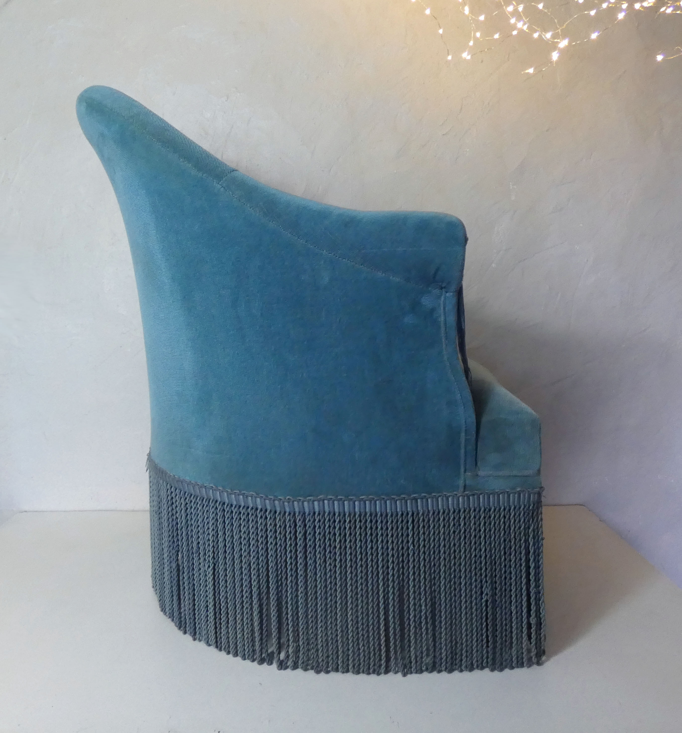 Fauteuil crapaud velours bleu