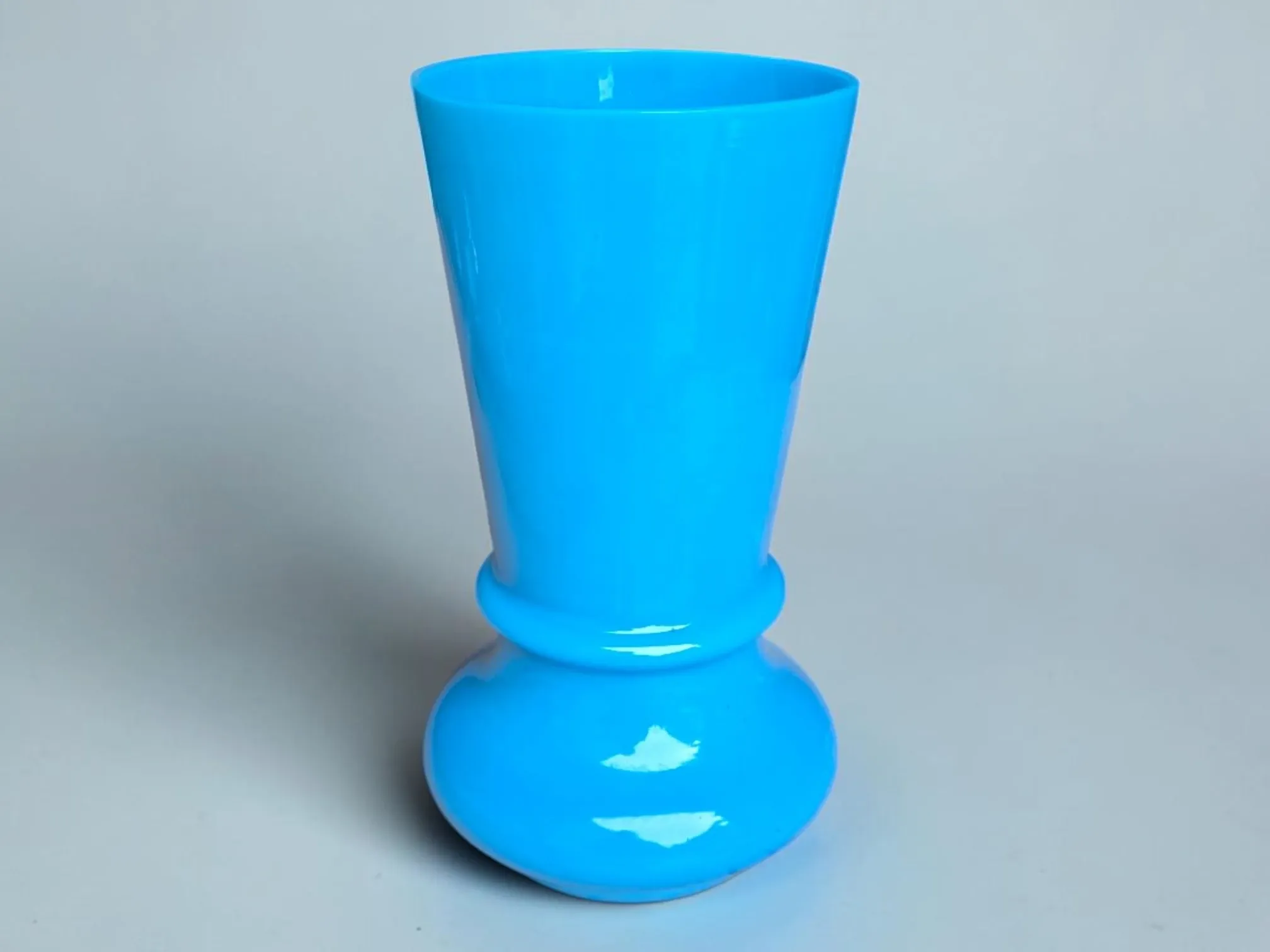 Blue opaline vase, "fair opaline"