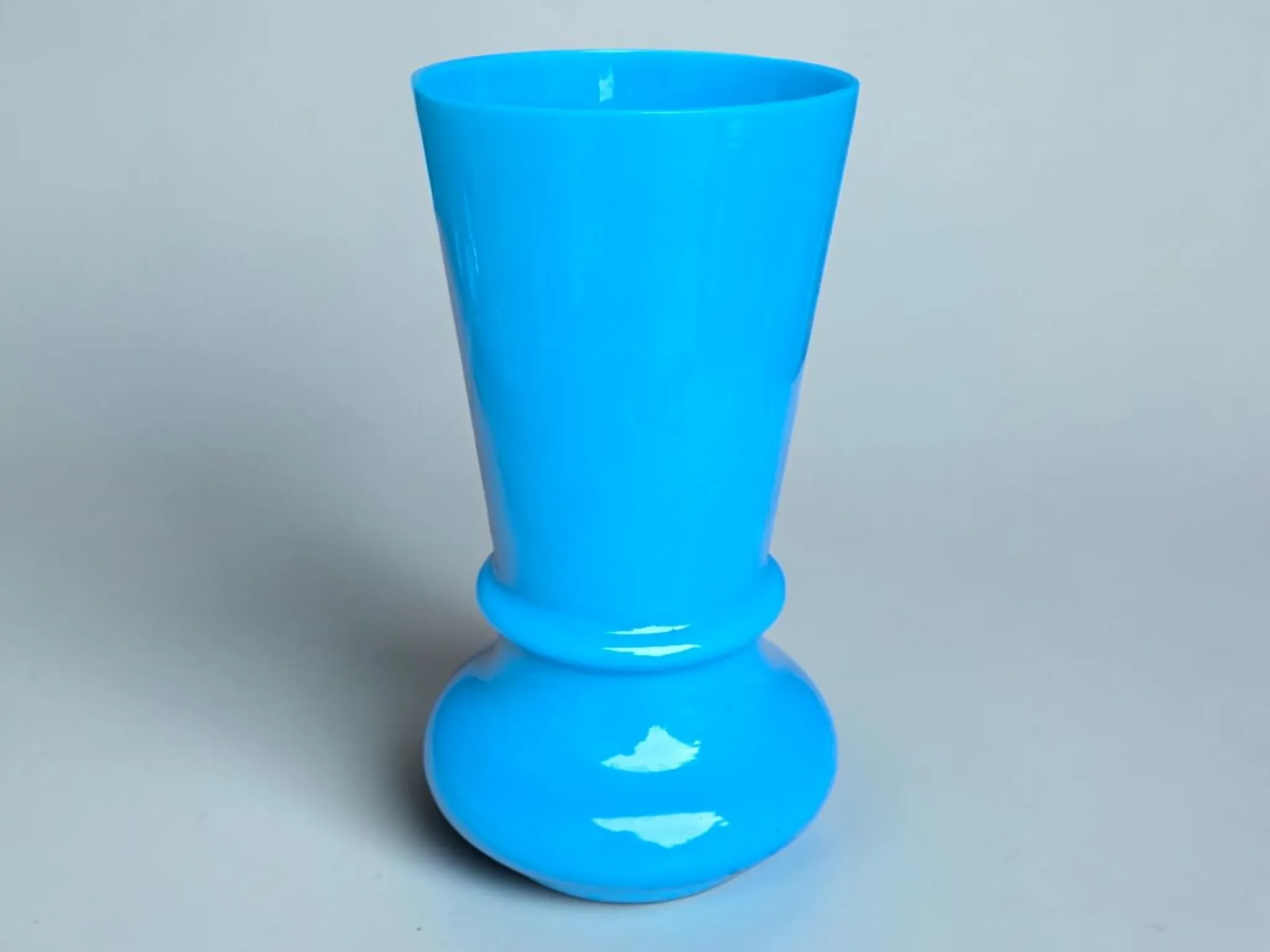 Blue opaline vase, "fair opaline"