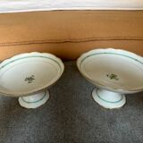 Set of 2 compotier in porcelain of Paris circa 1860