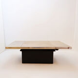 Vintage Belgo Chrome sliding coffee table with hidden bar - 1970s