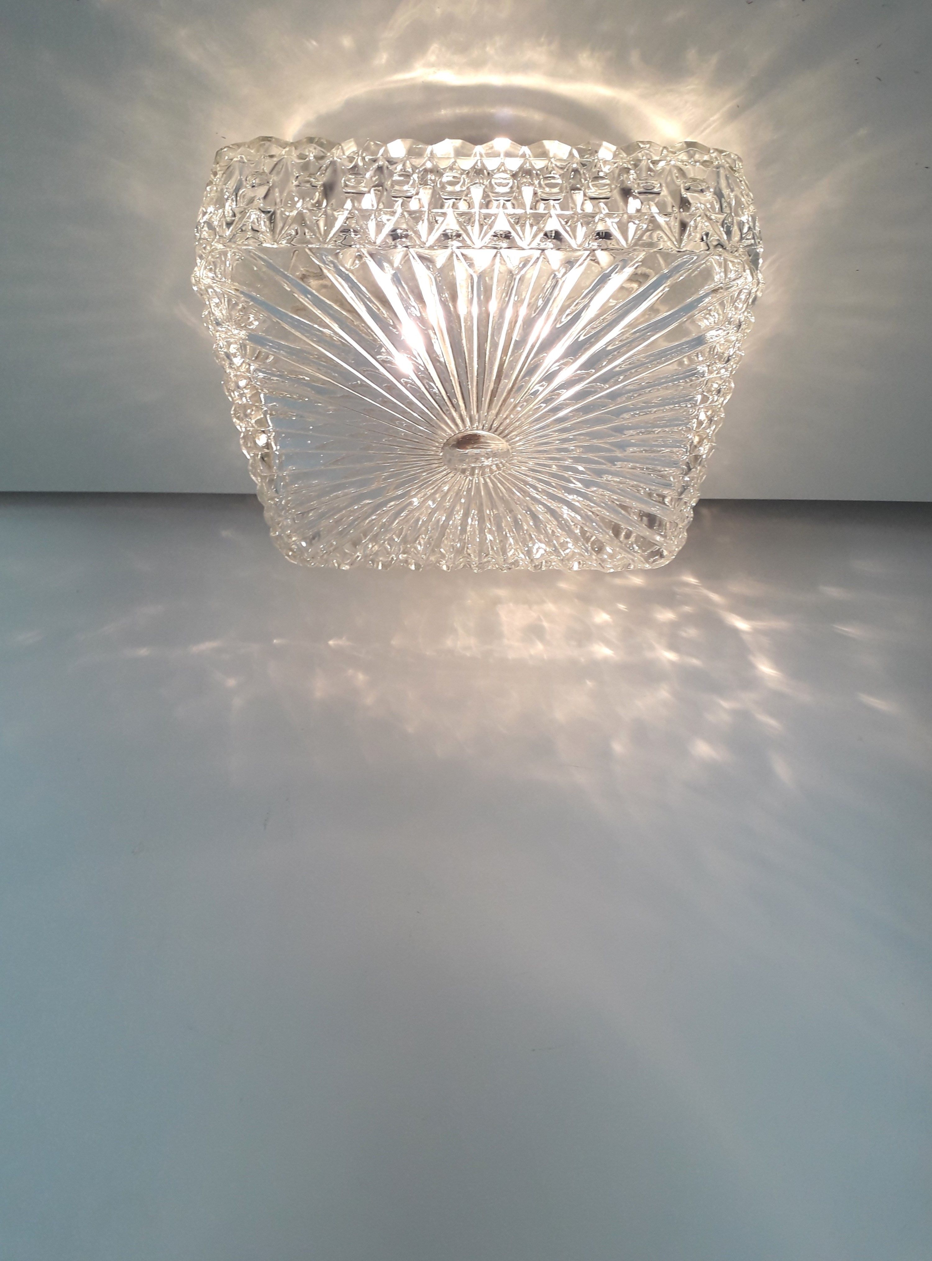 Vintage ceiling lamp / wall lamp - Molded glass - square - 1960 #2