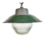 Green Enamel and Cast Iron Industrial Pendant Lamp, 1960s