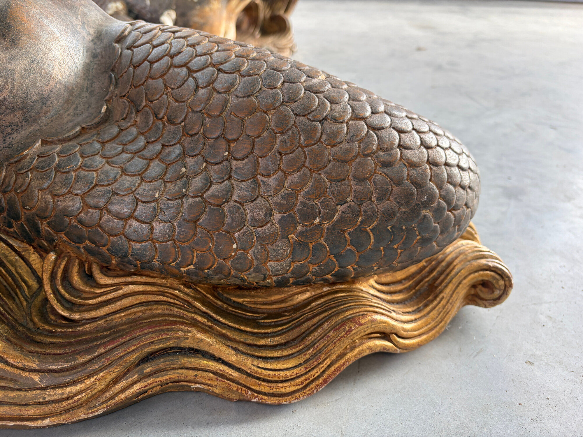 Vintage gilt wood mermaid coffee table, 1960s - Italy