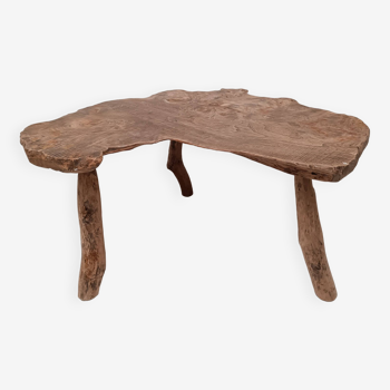 Table basse " Tronc d'arbre " en bois brut années 70