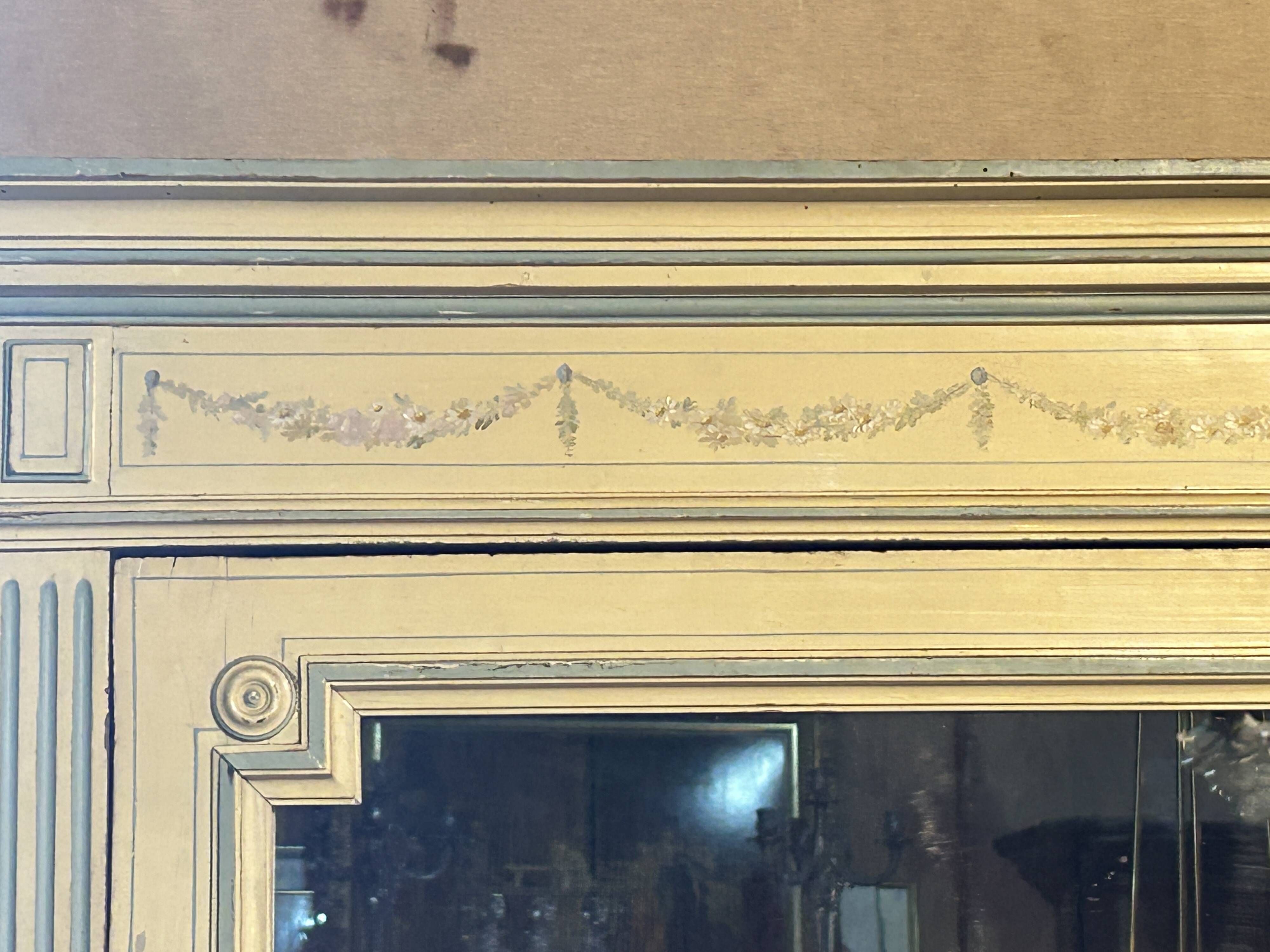 Armoire peinte Style Louis XVI-Directoire , 1 porte vitrée