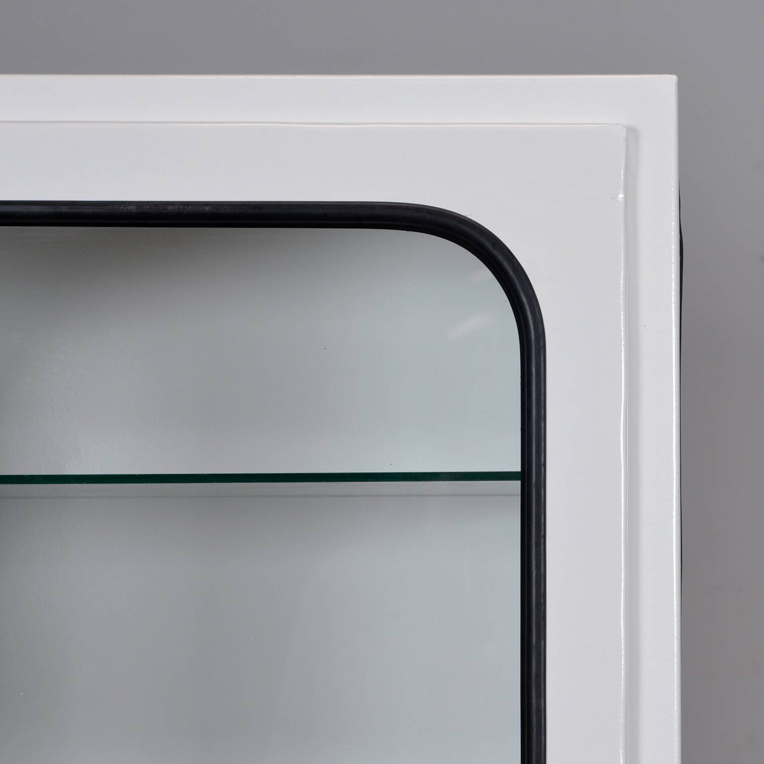 Restored Vintage Iron And Glass Medical Cabinet, 1970s