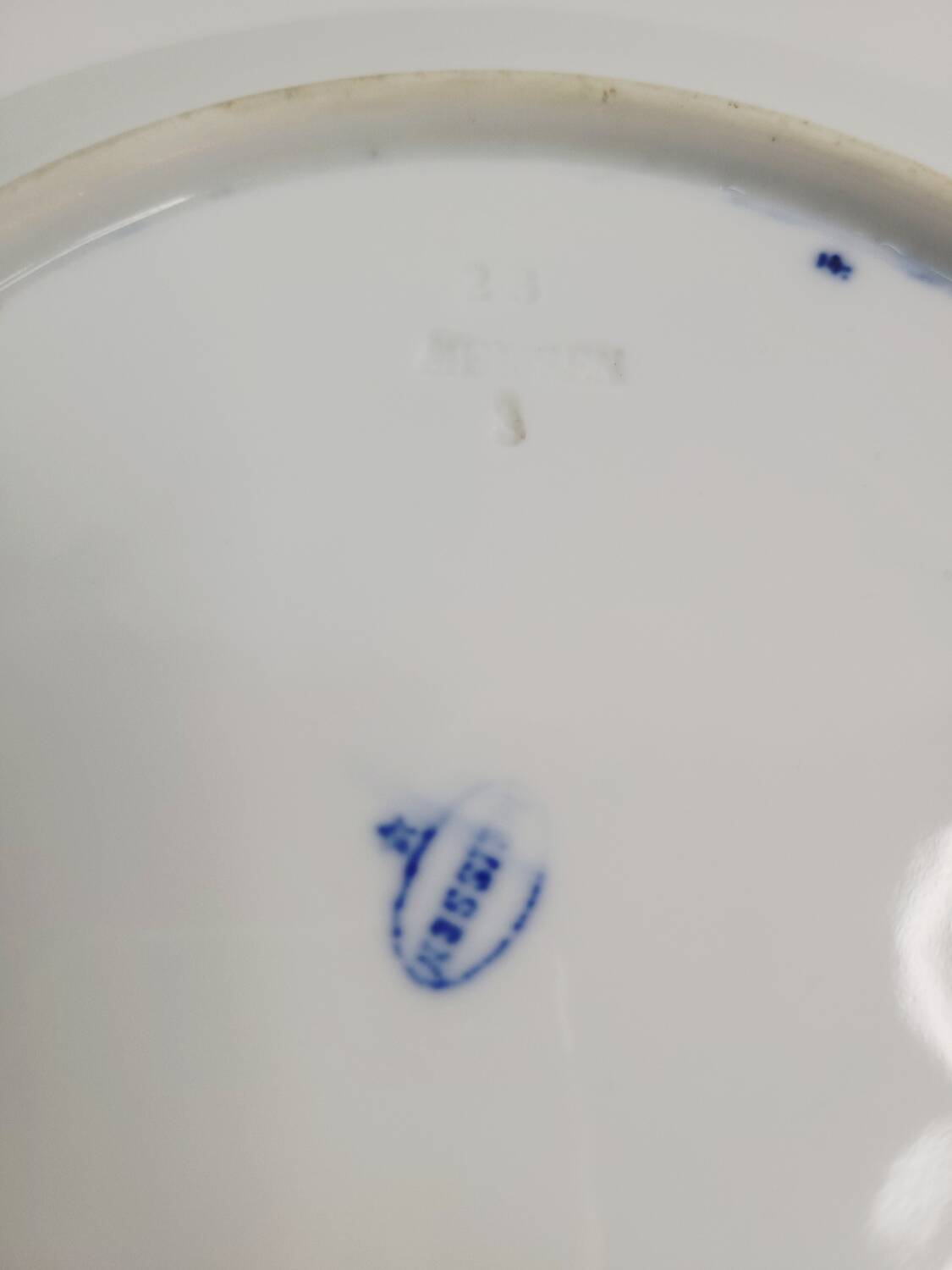 Antique Meissen porcelain plate – blue and gold decoration