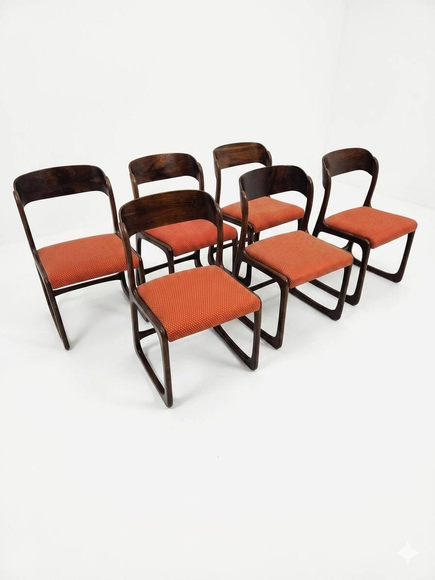 6 Baumann sled chairs in rosewood from the 1960s.