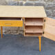Wood and formica desk, compass feet, vintage, 70s