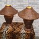 2 lamps of colonial type bamboo and wicker