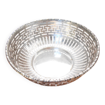 Old silver-look metal basket cup from the 1930s nickel silver