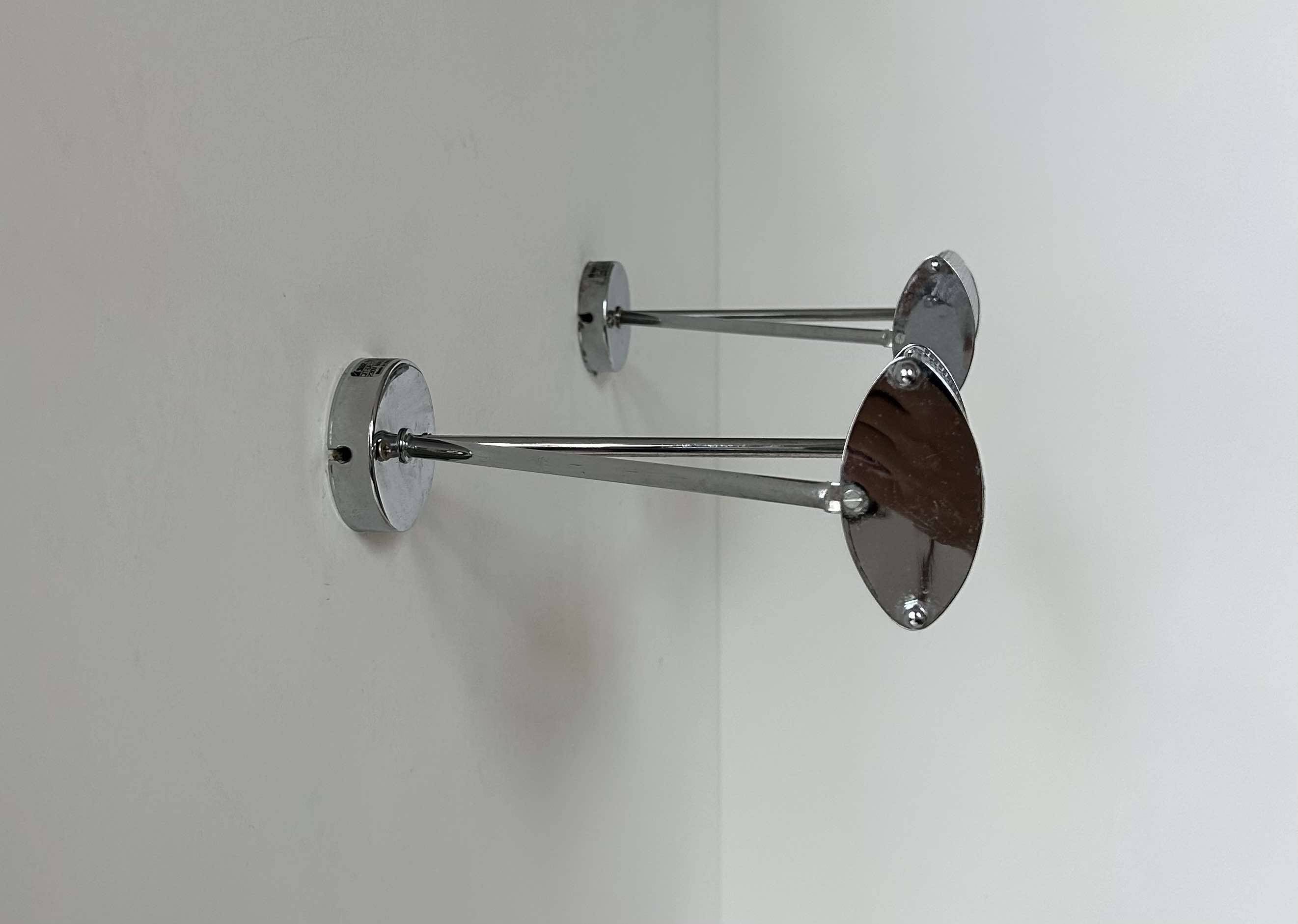 Pair of vintage adjustable wall lights, chromed metal, France 1970