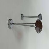 Pair of vintage adjustable wall lights, chromed metal, France 1970