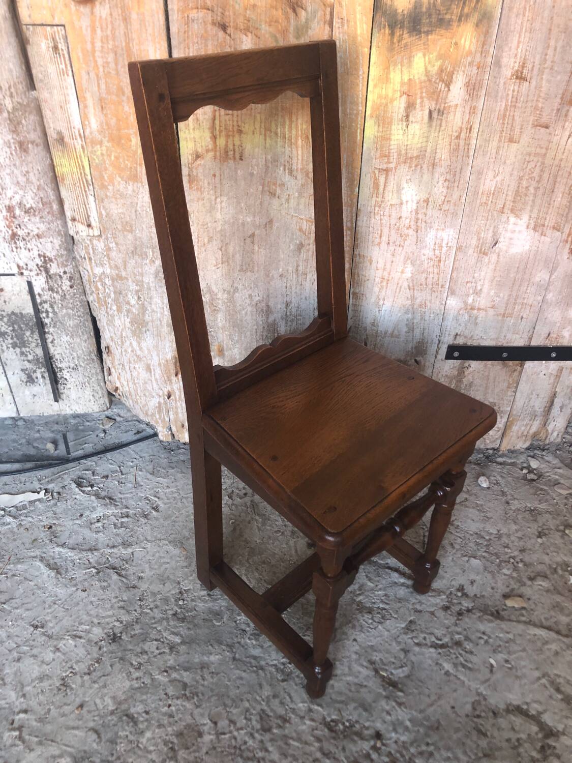 Old vintage raw wood lorraine chair