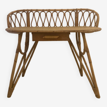 Rattan Table vintage dressing table rattan table by Louis Sognot in the 60s