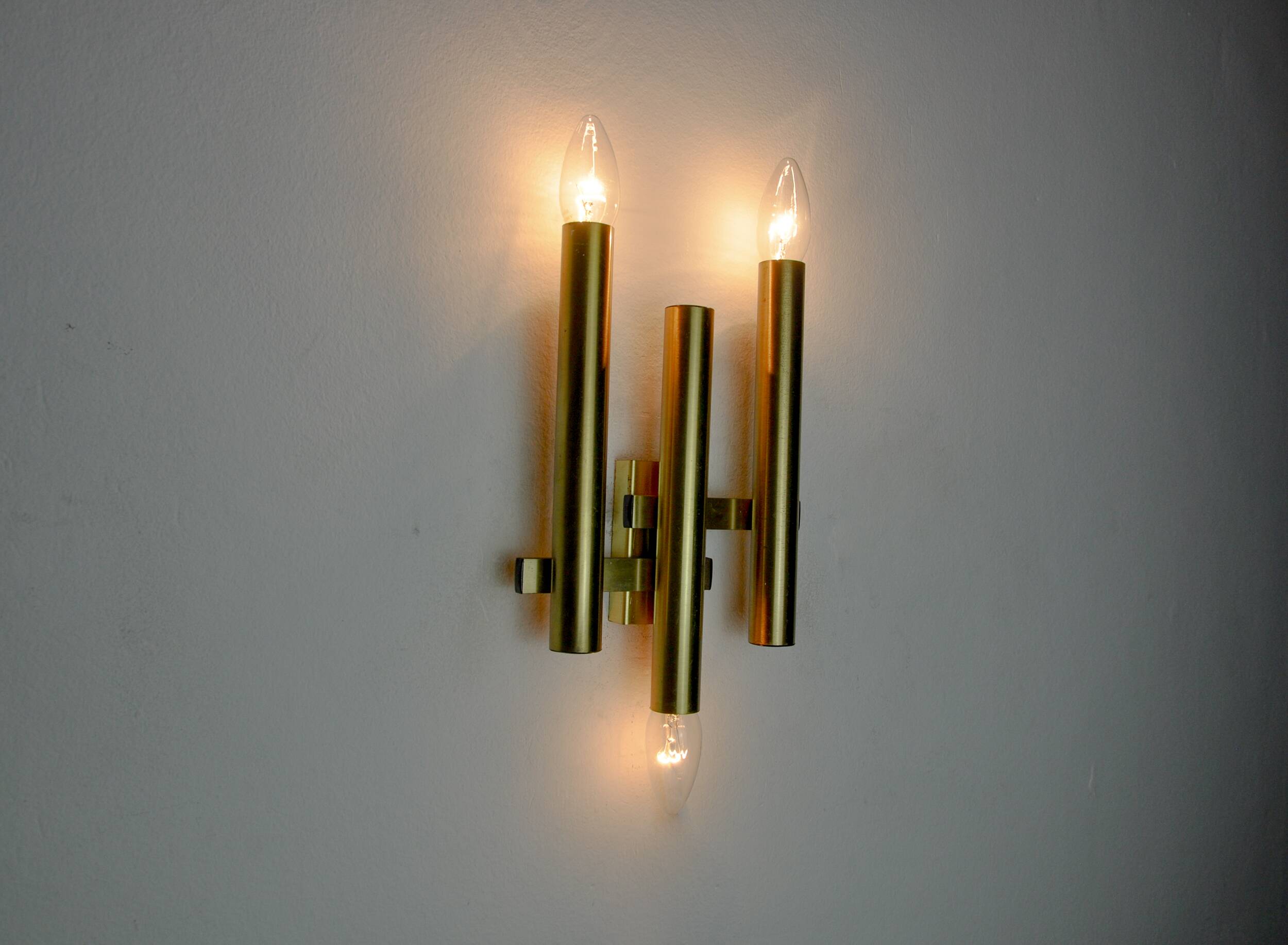 TUBULAR WALL LIGHT FROM MAISON SCIOLARI, 3 LIGHTS, ITALY, 1970