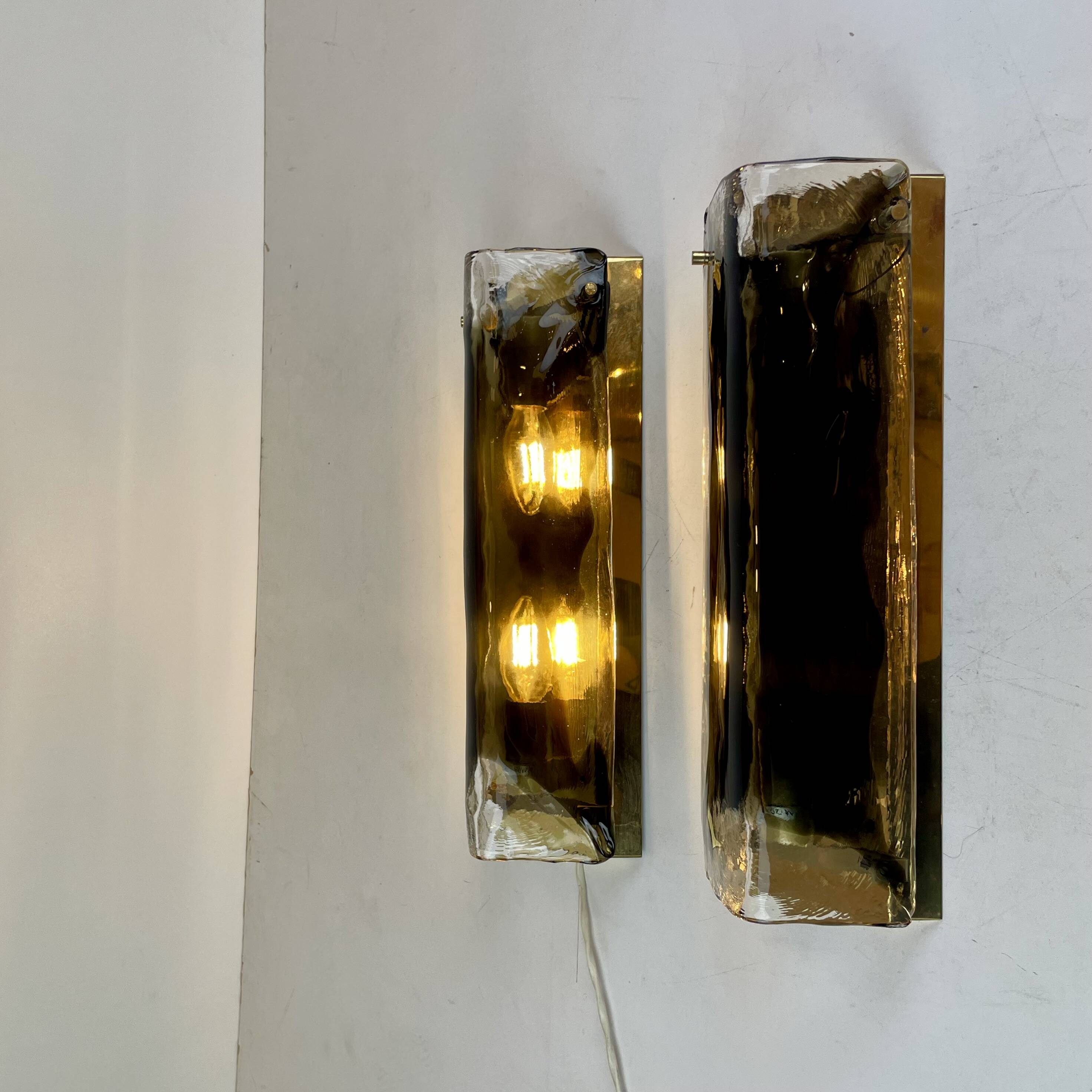 Murano & Brass Wall Lamps by J.T. Kalmar, Austria, 1960s