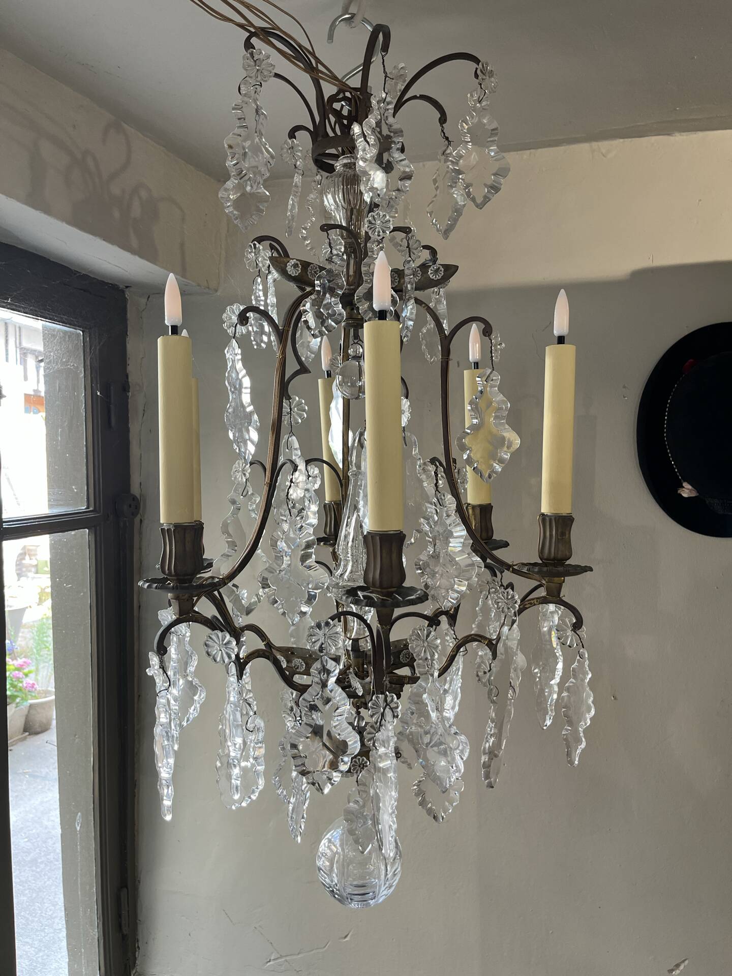 Lustre à pampille  cristal 19 eme