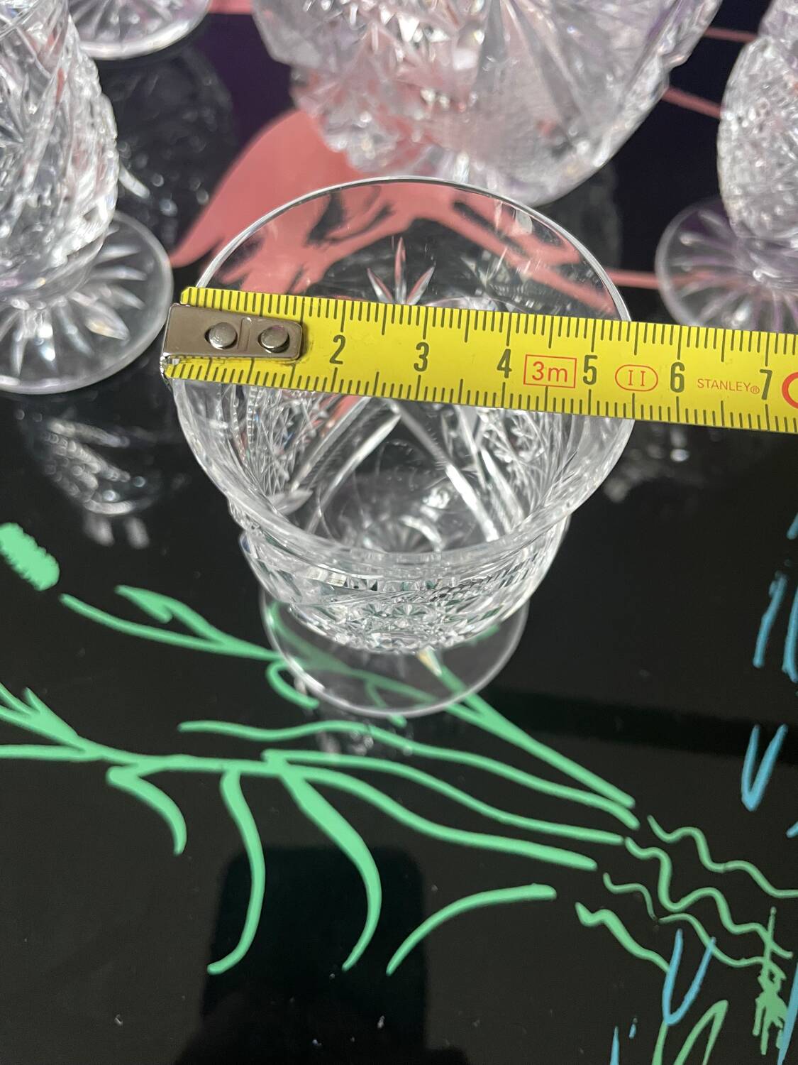 Bohemian crystal decanter and 4 glasses