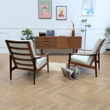 2 reupholstered Scandinavian armchairs