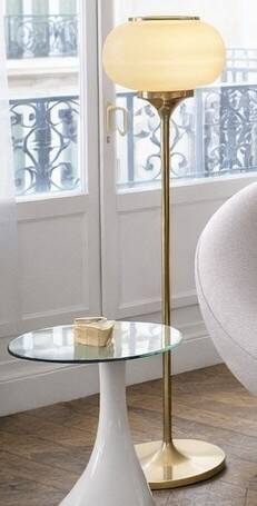 Art Deco floor lamp in brass and opaline glass - 130 cm