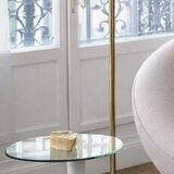 Art Deco floor lamp in brass and opaline glass - 130 cm