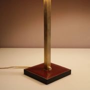 Pair of leather and brass table lamps from the 1960s, originating from Belgium.