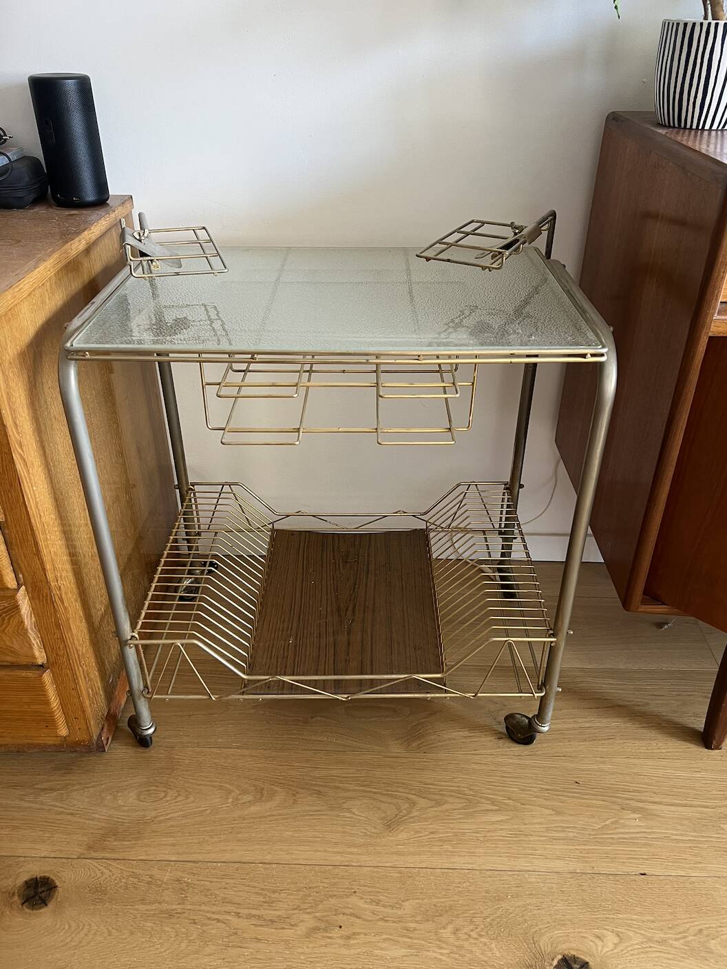 Vintage Rolling Dessert Trolley (Vinyl Record Player Furniture)