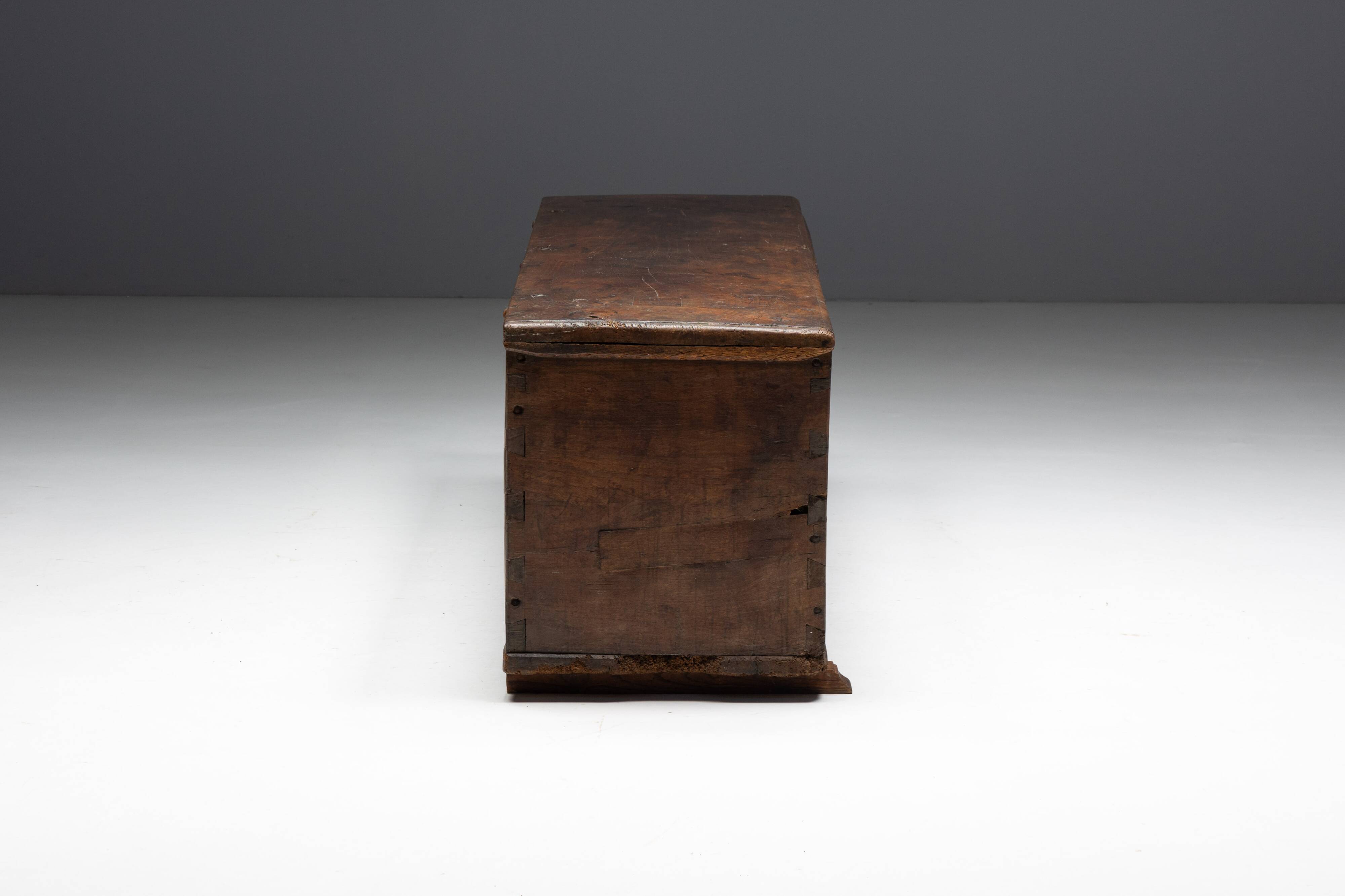 Antique wooden storage chest, France, late 18th century