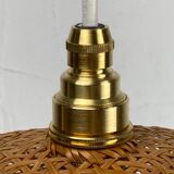 Beehive webbing rattan wicker pendant hanging lamp, 1930s