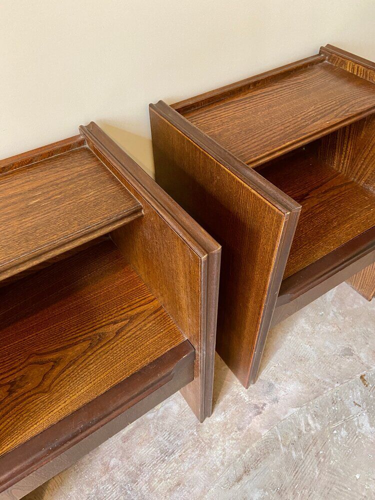 2 Scandinavian bedside tables in dark wood