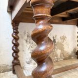 Paneled walnut desk with turned legs, 1900
