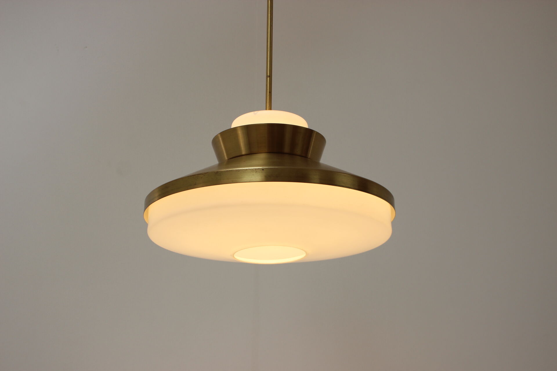 Brass and glass chandelier by Valasske Mezirici, 1970's