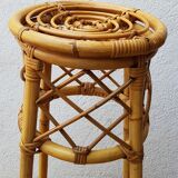 60's rattan stools pair