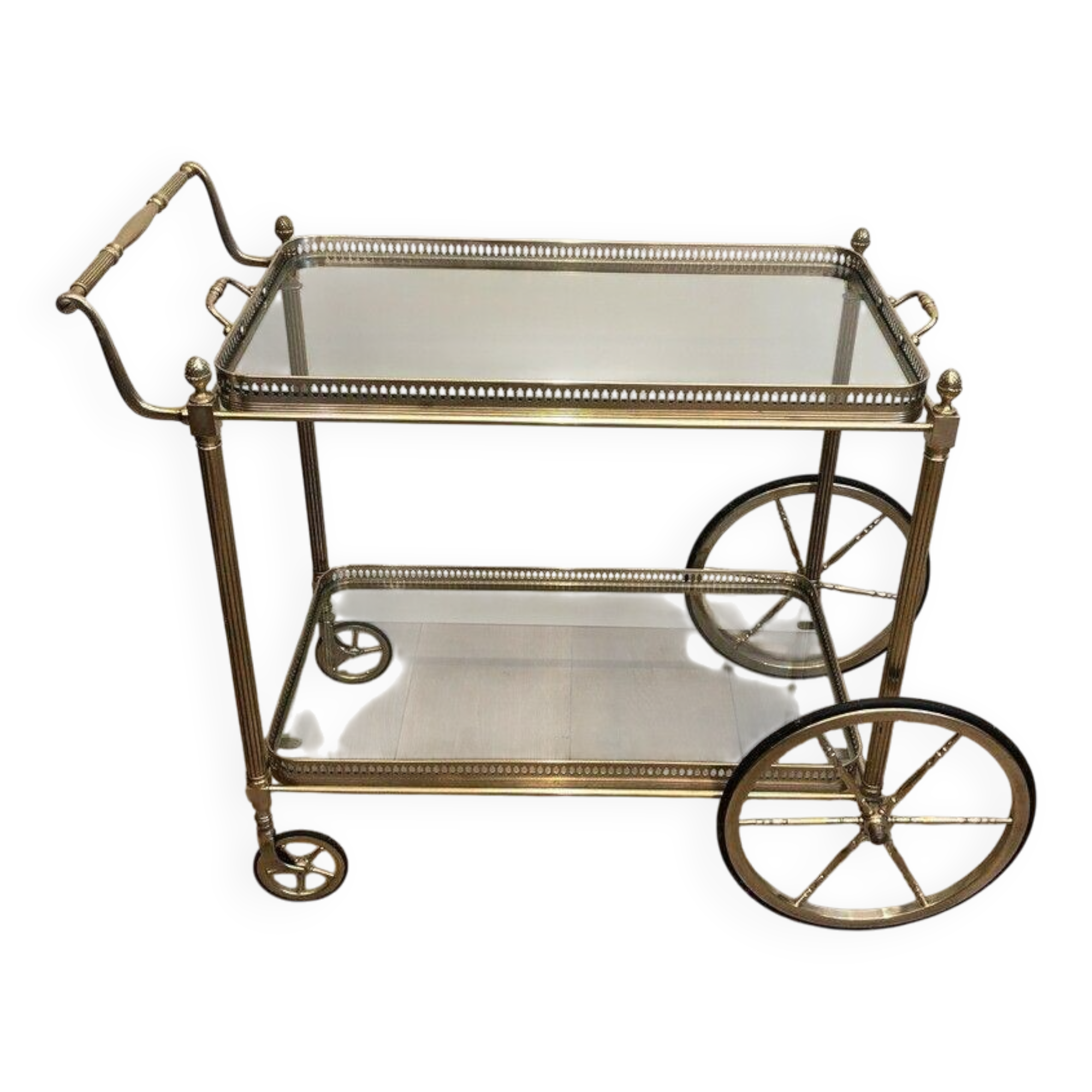 Neoclassical style rolling table in silvered brass