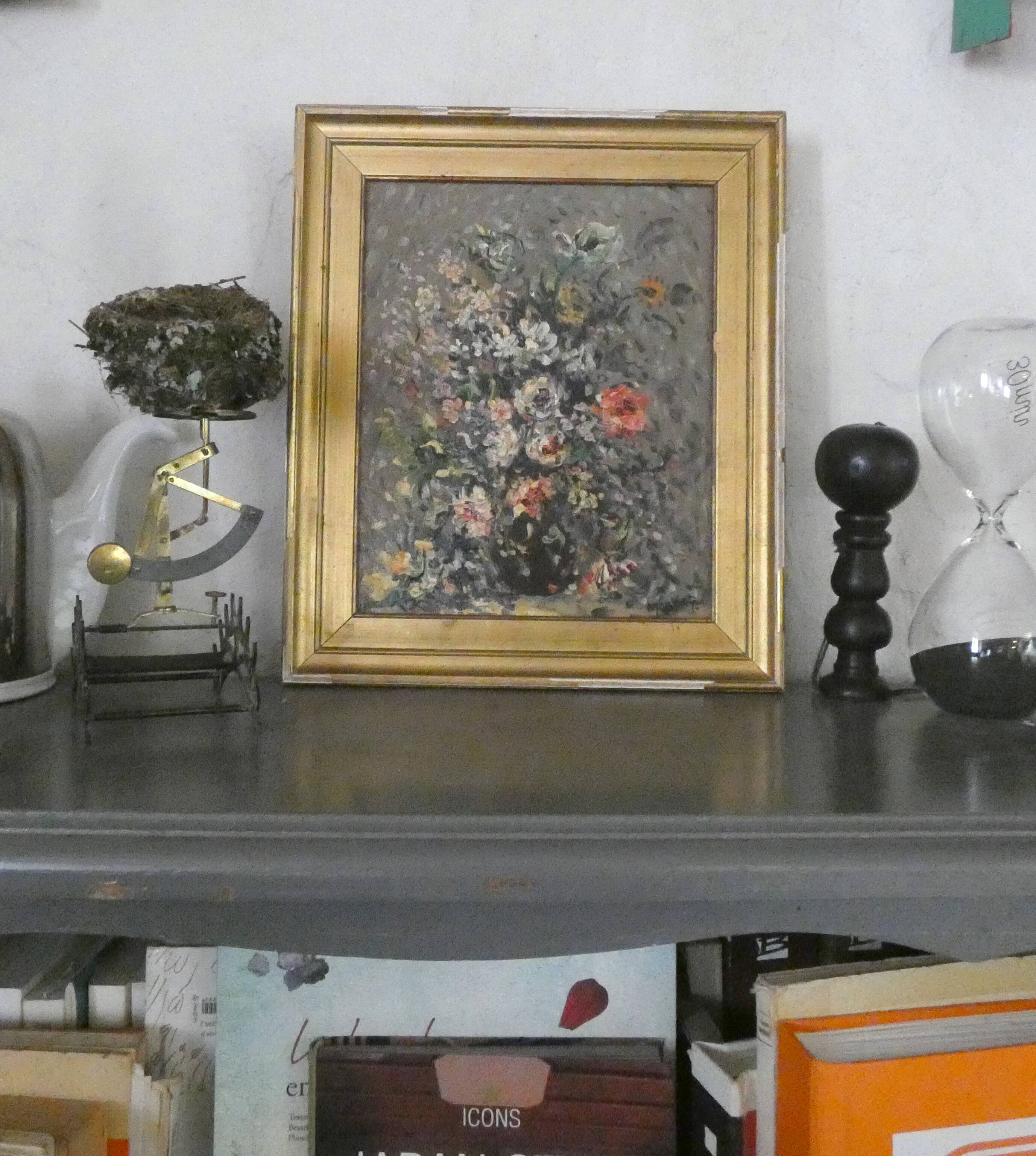 Oil painting on canvas, bouquet, signed MOBERG